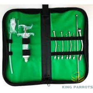 شنطة حقنة تغذية يدوية مع أنابيب منحنية من الفولاذ المقاوم للصدأ إطعام الببغاء